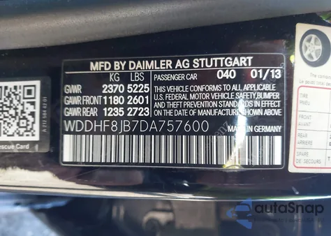2013 Mercedes-Benz E 350 4Matic from USA, damaged, VIN WDDHF8JB7DA757600